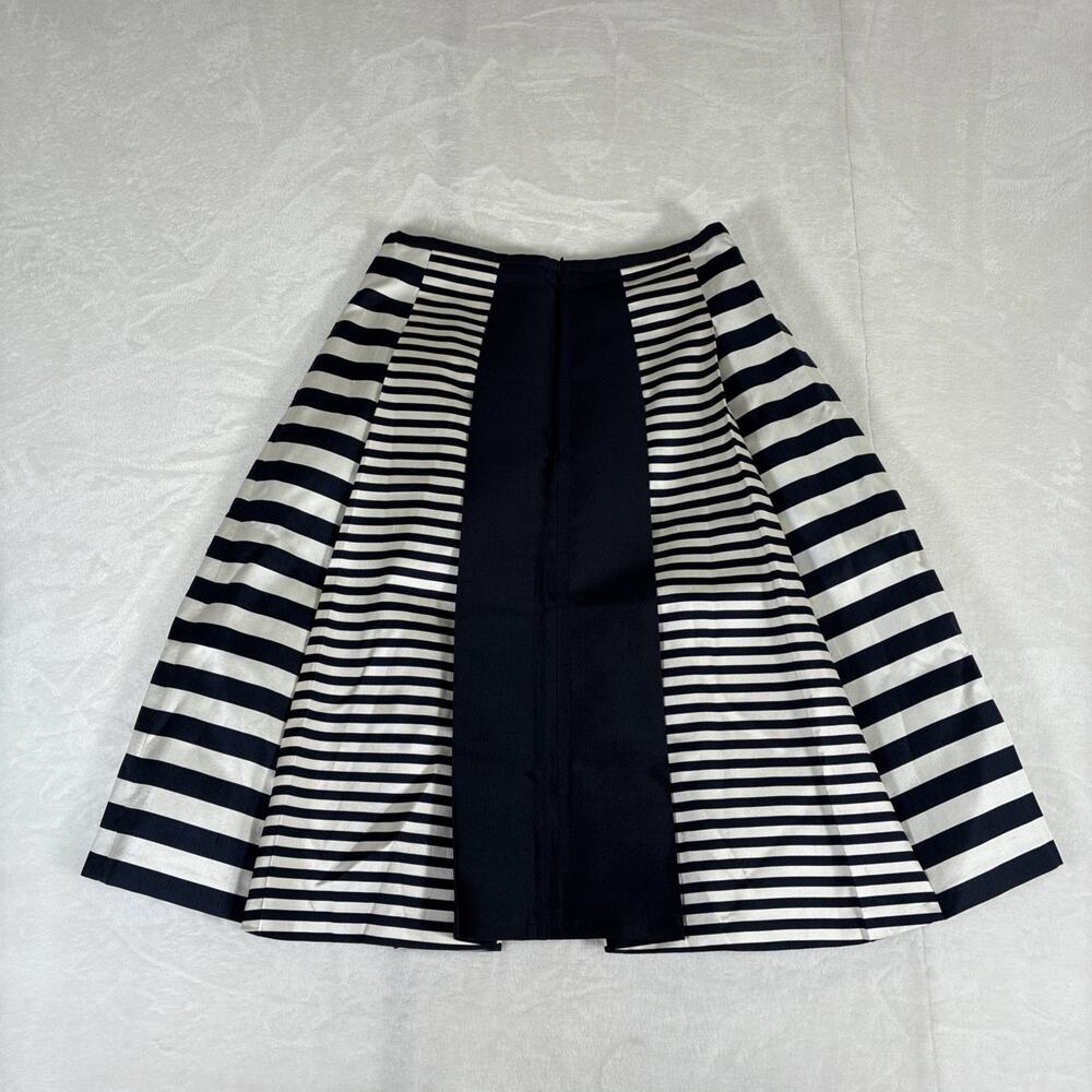 Michael Kors Collection Women Pleated Midi Skirt Stripe Wool Silk Italy Size 12